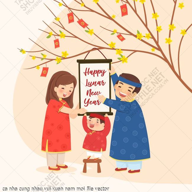 ca nha cung nhau vui xuan nam moi file vector
